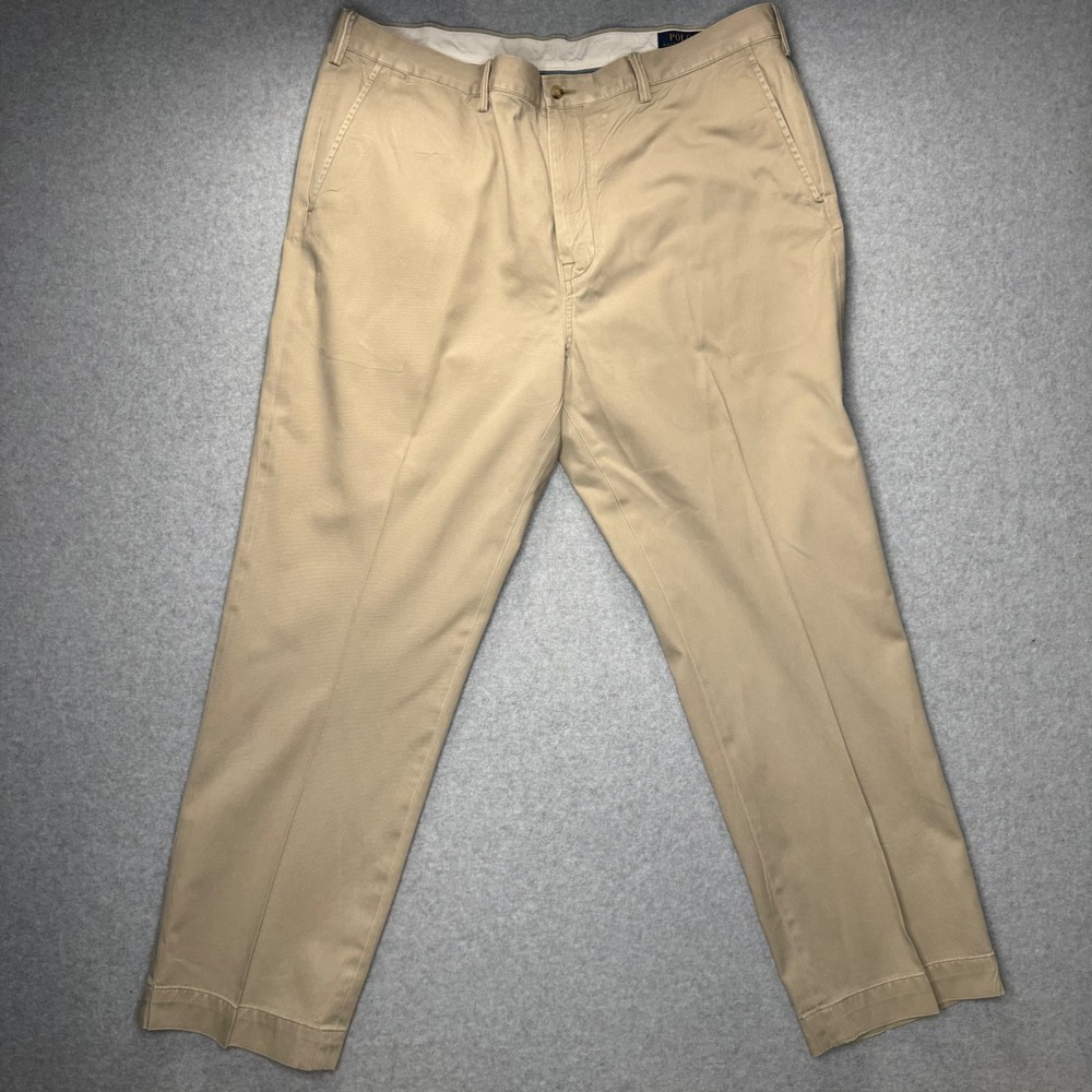 Polo Ralph Lauren Chino Pants Mens 40x29 Tan Classic Fit Cotton Twill Talon Zip - Picture 1 of 11